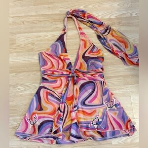 Karen Millen Silk Chiffon Halter Tank Top Size 10